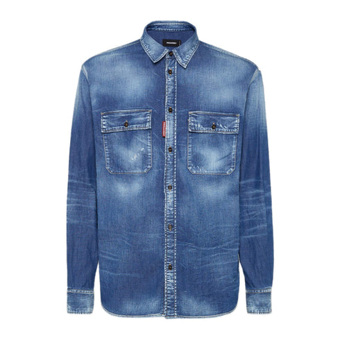 Dsquared2 Relax Dan Worker Pocket Shirt Navy Blue W32