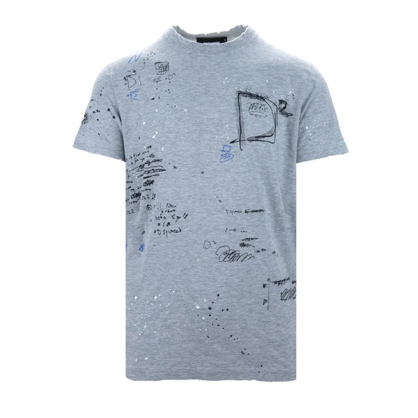 Dsquared2 Cigarette Fit Scribble Logo Grey T-Shirt XS