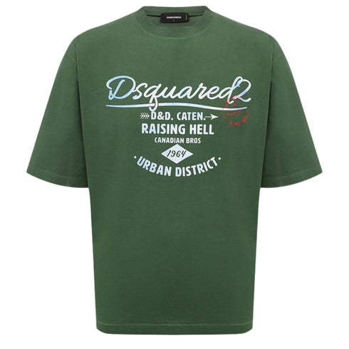 DSQUARED2 Branded Raising Hell Logo Green T-Shirt XS