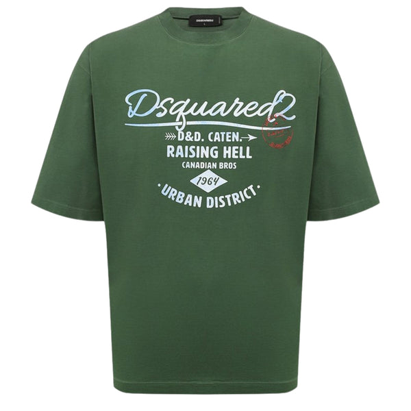 DSQUARED2 Branded Raising Hell Logo Green T-Shirt XS