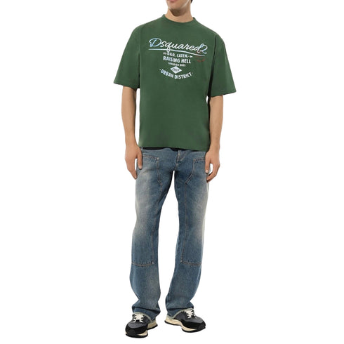 DSQUARED2 Branded Raising Hell Logo Green T-Shirt XS