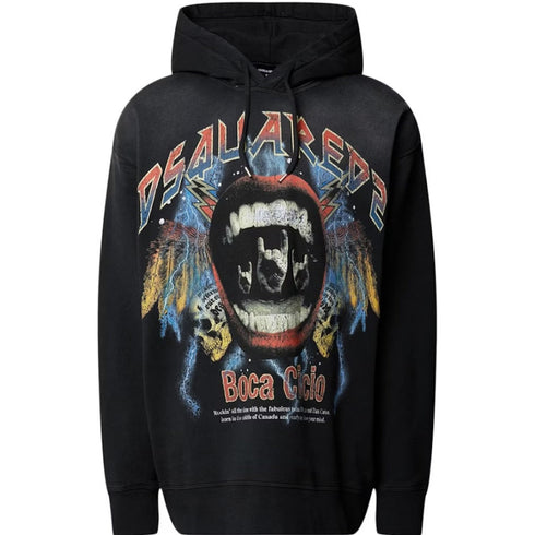 Dsquared2 Heavy Metal Design Black Hoodie M