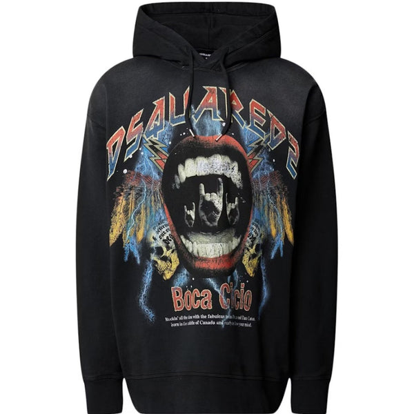Dsquared2 Heavy Metal Design Black Hoodie M