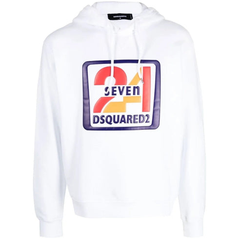 Dsquared2 Cool Fit Seven 24 Logo White Hoodie M