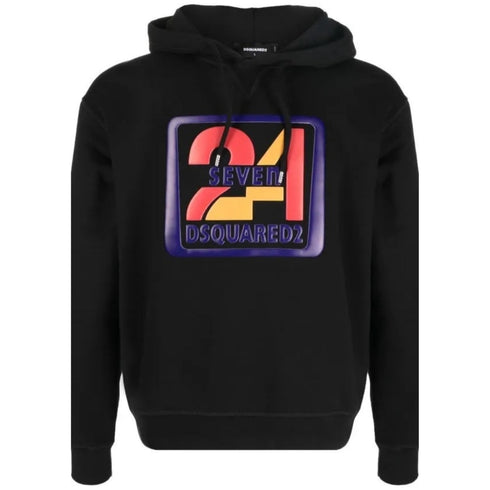 Dsquared2 Cool Fit Seven 24 Logo Black Hoodie M