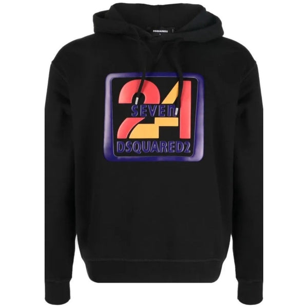 Dsquared2 Cool Fit Seven 24 Logo Black Hoodie M
