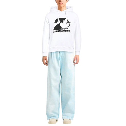 Dsquared2 S74Gu0728 100 Cool Fit Maple Leaf Hoodie 100 White Hoodie