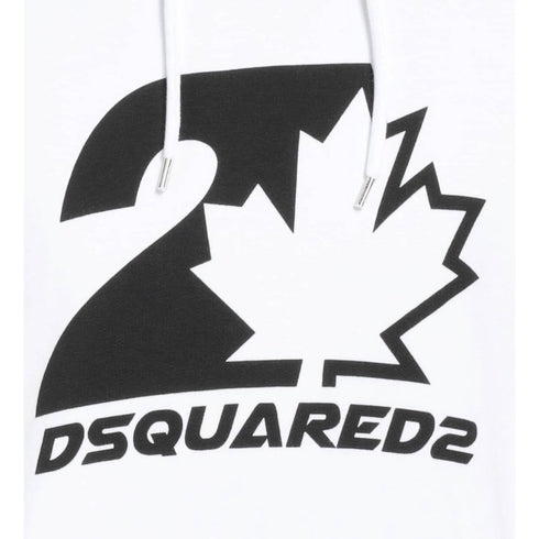 Dsquared2 S74Gu0728 100 Cool Fit Maple Leaf Hoodie 100 White Hoodie