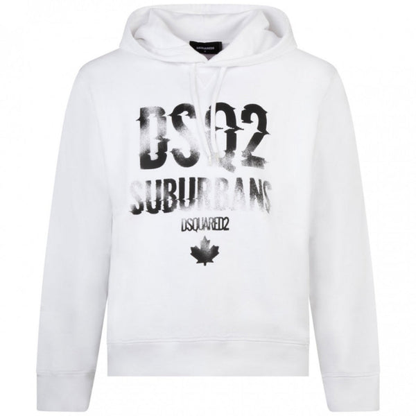 Dsquared2 Faded Suburbans Logo White Hoodie S
