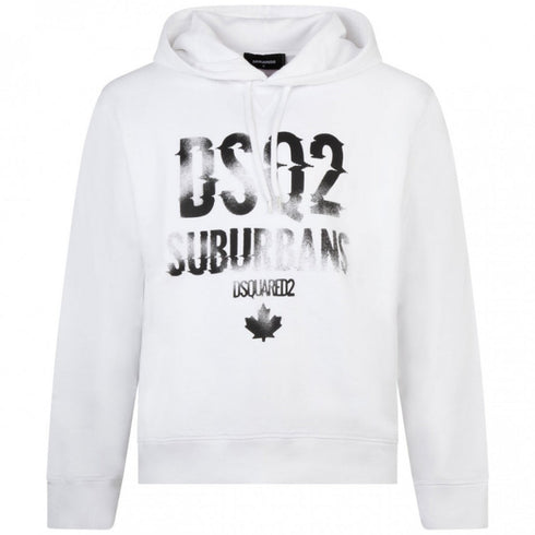 Dsquared2 Faded Suburbans Logo White Hoodie S