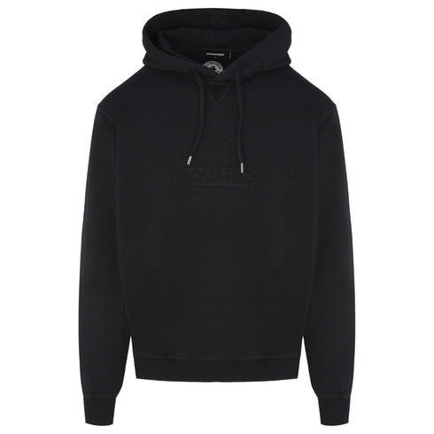 Dsquared2 Cool Fit Embossed Maple Leaf Logo Black Hoodie M