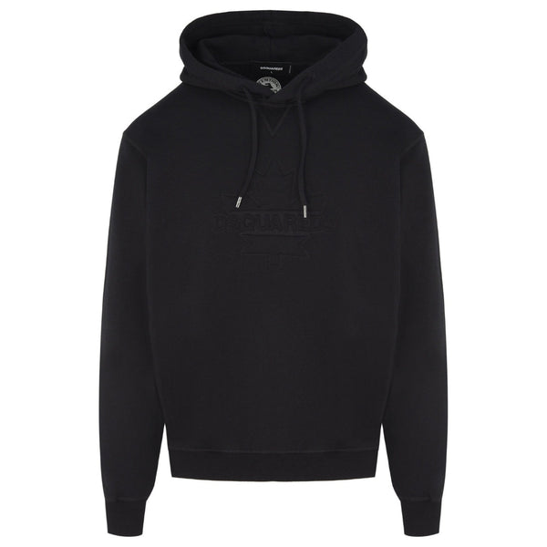 Dsquared2 Cool Fit Embossed Maple Leaf Logo Black Hoodie M
