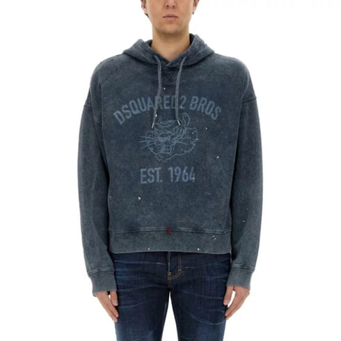 Dsquared2 Distressed Cypro Hoodie Navy Blue S