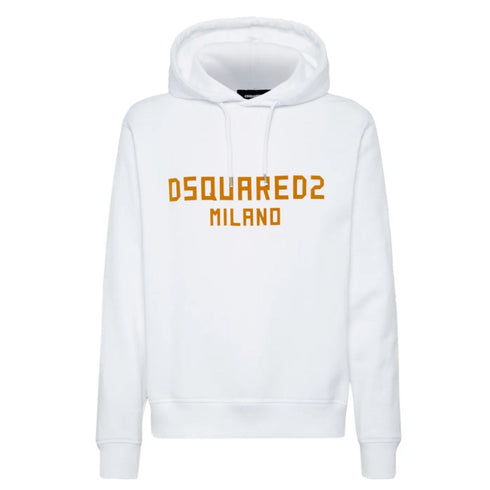 Dsquared2 Cool Fit Hoodie White Ochre Print S
