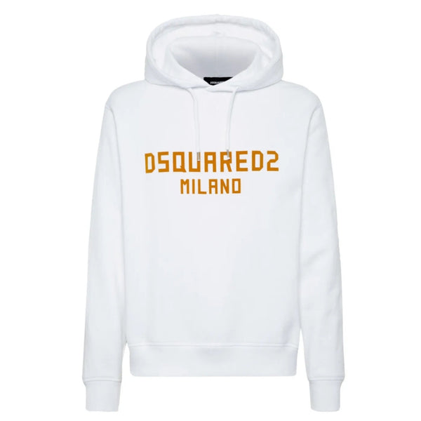 Dsquared2 Cool Fit Hoodie White Ochre Print S