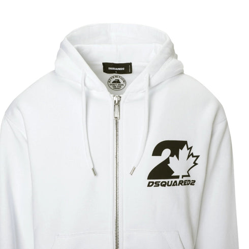 DSQUARED2 Cool Fit Maple Leaf Logo White Hoodie XL