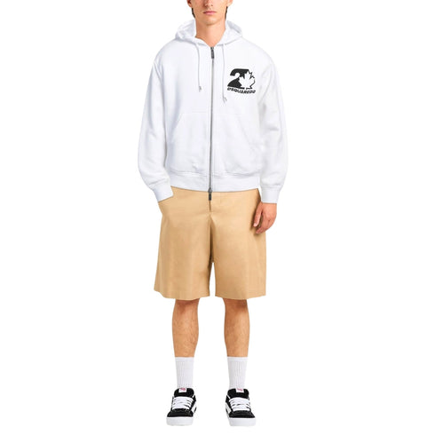 DSQUARED2 Cool Fit Maple Leaf Logo White Hoodie XL