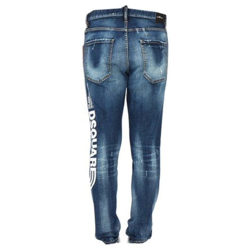 Dsquared2 Large Logo Relax Long Crotch Blue Jeans W34 / 32L