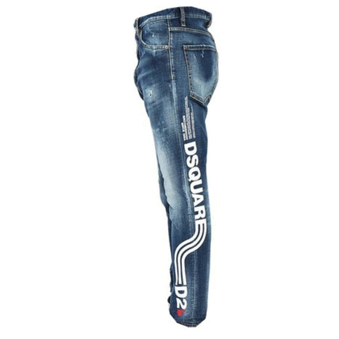 Dsquared2 Large Logo Relax Long Crotch Blue Jeans W34 / 32L