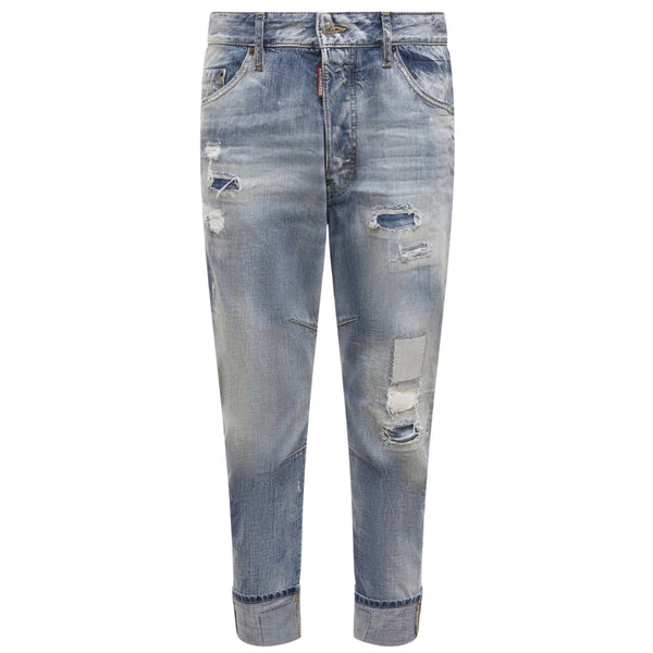 DSQUARED2 Worn Patchwork Relaxed Fit Blue Jeans W34