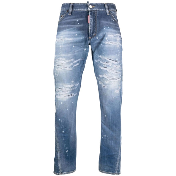 DSQUARED2 Sexy Twist Jean Destroyed Reinforced Paint Splash Blue Jeans W30