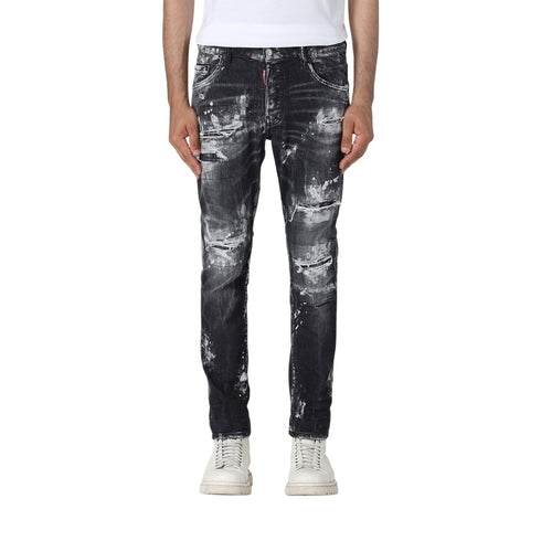 DSQUARED2 Skater Jean Destroyed Paint Effect Black Jeans W28