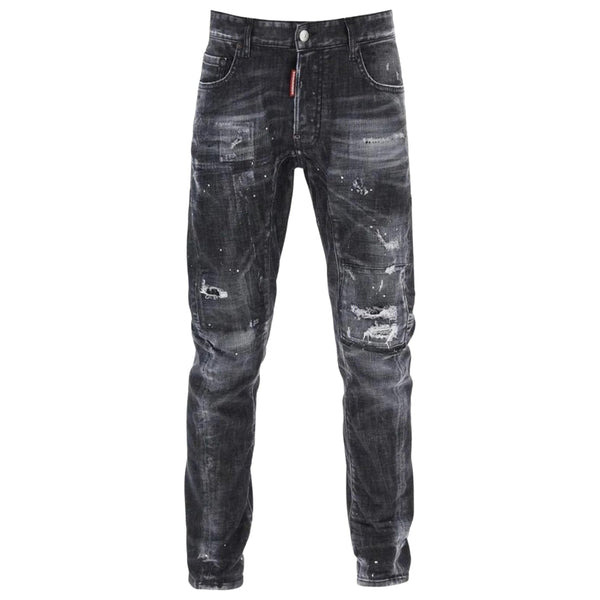 DSQUARED2 Tidy Biker Jean Worn Faded Style Black Jeams W28