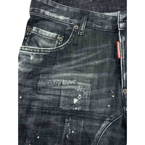 DSQUARED2 Tidy Biker Jean Worn Faded Style Black Jeams W28