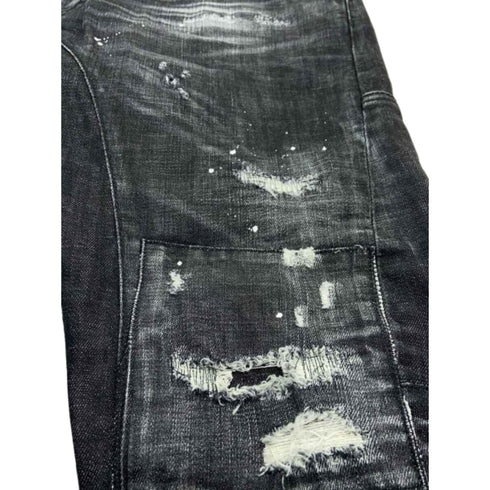 DSQUARED2 Tidy Biker Jean Worn Faded Style Black Jeams W28