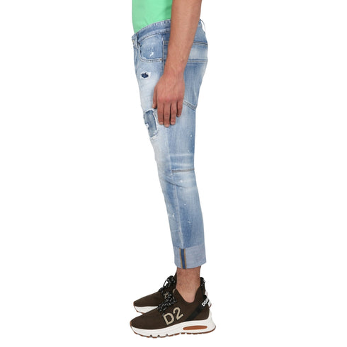 DSQUARED2 Sailor Jean Destroyed Reinforced Denim Blue Jeans W28