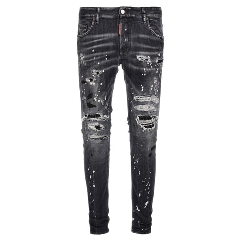 DSQUARED2 Super Twinky Jean Black Diamond Destroyed Wash Black Jeans W30