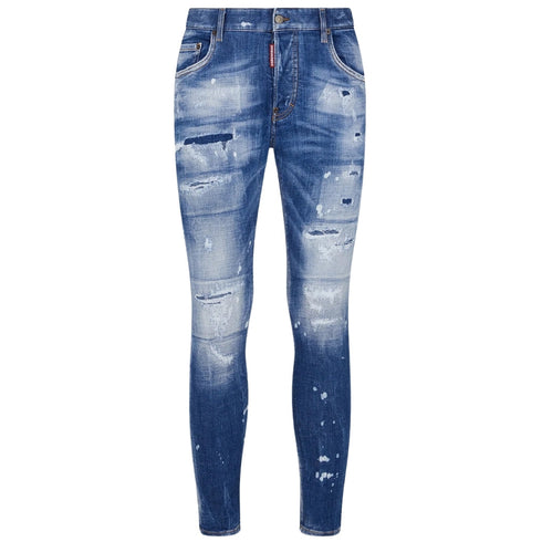 Dsquared2 Super Twinky Jean Faded Reinforced Ripped Blue Jeans S74Lb1440 S30872 470 - Style Centre Wholesale