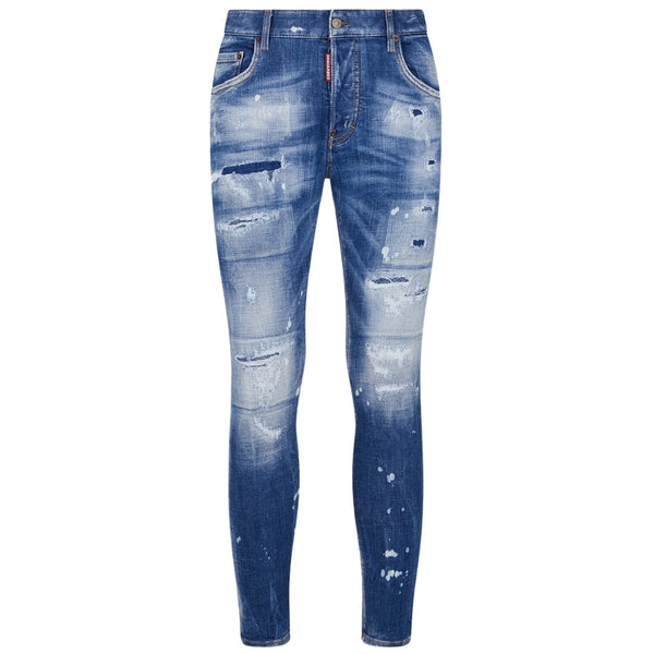 Dsquared2 Super Twinky Jean Faded Reinforced Ripped Blue Jeans S74Lb1440 S30872 470 - Style Centre Wholesale