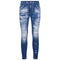 Dsquared2 Super Twinky Jean Faded Reinforced Ripped Blue Jeans S74Lb1440 S30872 470 - Style Centre Wholesale