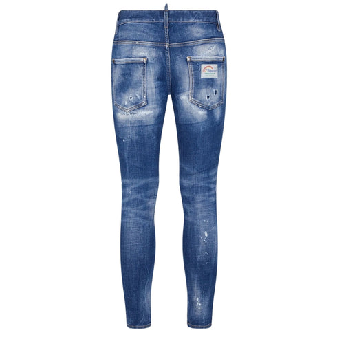 Dsquared2 Super Twinky Jean Faded Reinforced Ripped Blue Jeans S74Lb1440 S30872 470 - Style Centre Wholesale
