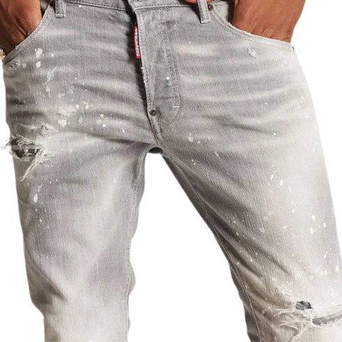 Dsquared2 Skater Jean Paint Splatter Light Grey Wash Jeans S74Lb1477 S30260 852 - Style Centre Wholesale