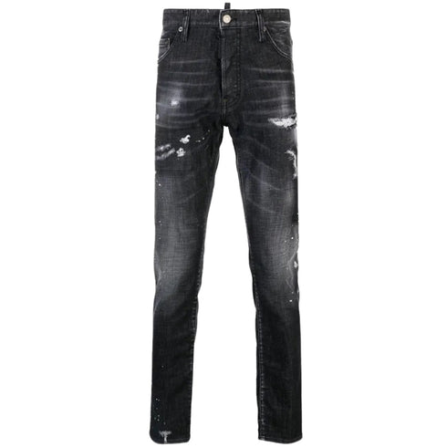 Dsquared2 Cool Guy Jean Black Paint Splattered Ripped Wash Jeans S74Lb1480 S30357 900
