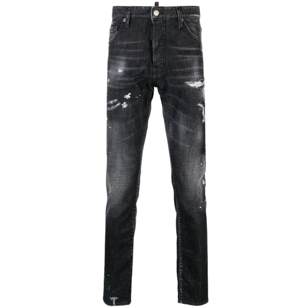 Dsquared2 Cool Guy Jean Black Paint Splattered Ripped Wash Jeans S74Lb1480 S30357 900