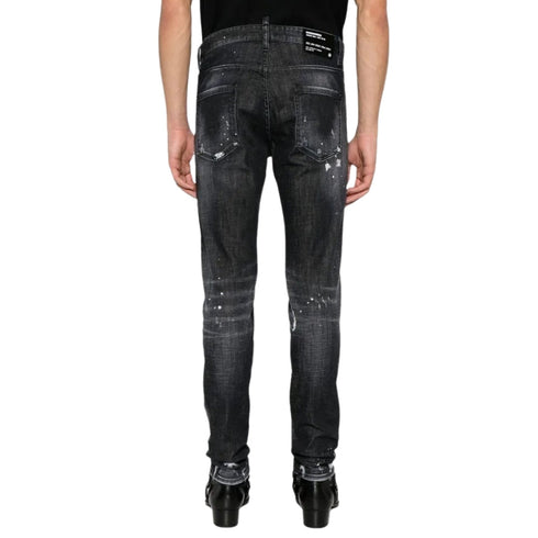Dsquared2 Cool Guy Jean Black Paint Splattered Ripped Wash Jeans S74Lb1480 S30357 900