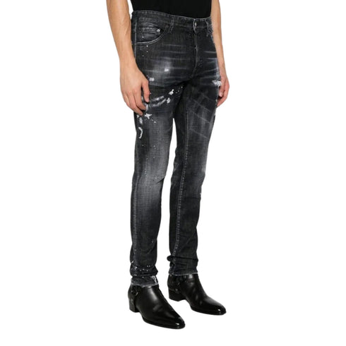 Dsquared2 Cool Guy Jean Black Paint Splattered Ripped Wash Jeans S74Lb1480 S30357 900