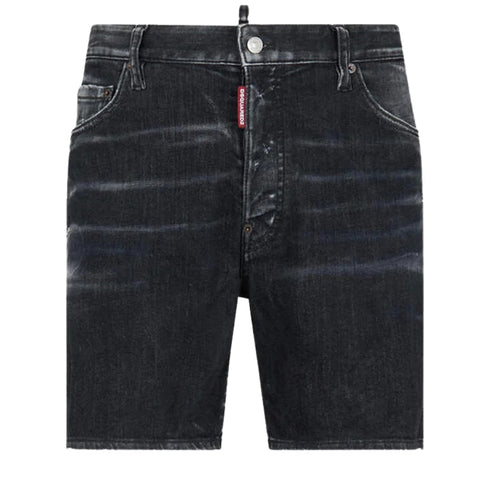 DSQUARED2 Black Faded Denim Shorts W34