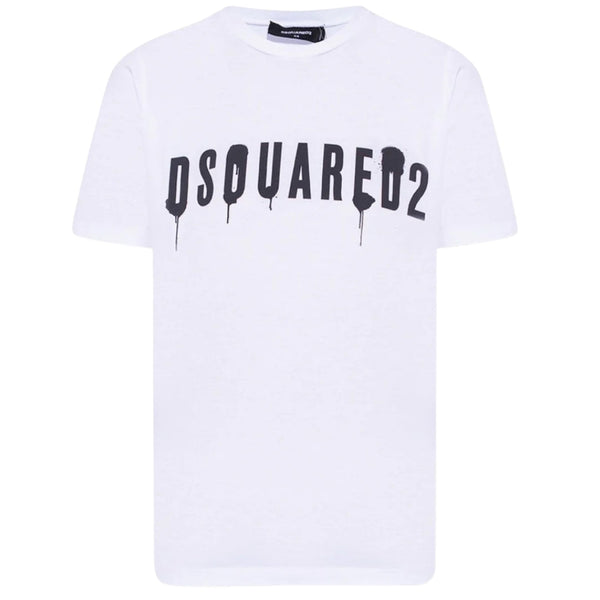 DSQUARED2 Dripping Spray Logo White T-Shirt XS