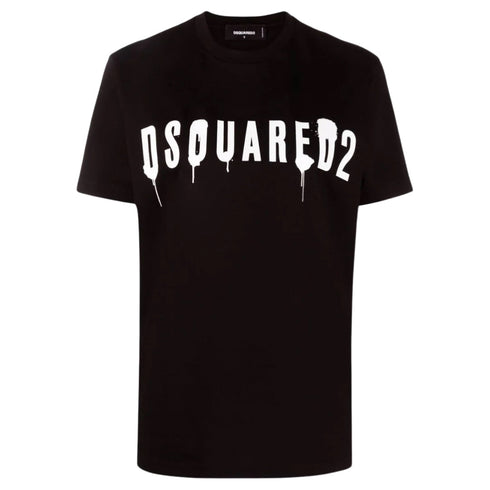 DSQUARED2 Dripping Spray Logo Black T-Shirt XXS