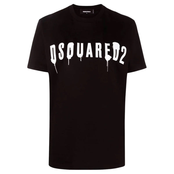 DSQUARED2 Dripping Spray Logo Black T-Shirt XXS