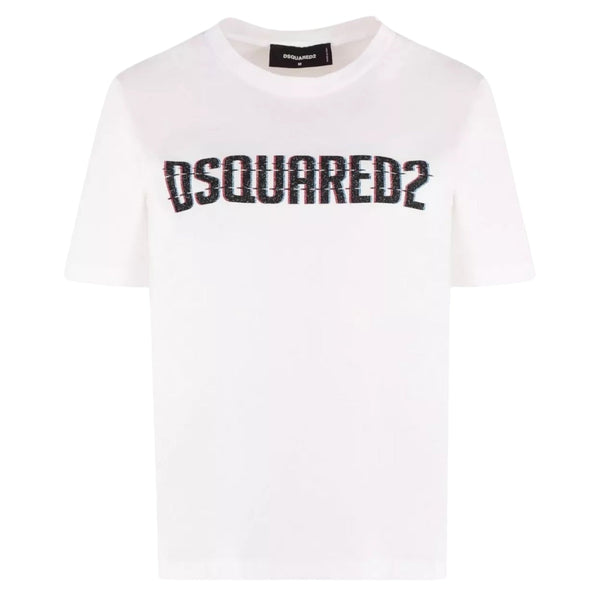 DSQUARED2 Logo Print Crew Neck White T-Shirt S