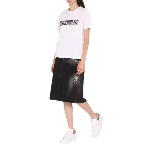 DSQUARED2 Logo Print Crew Neck White T-Shirt S