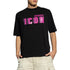 DSQUARED2 Icon Pink Blur Print Black Loose Fit T-Shirt M