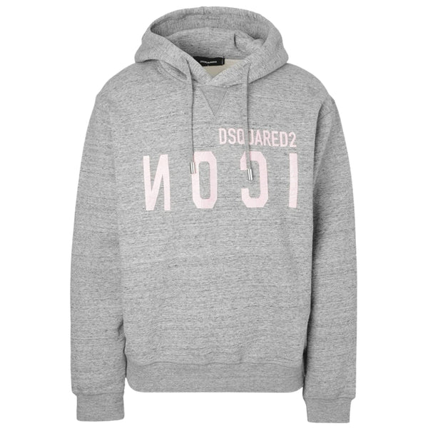DSQUARED2 Pink Icon Cracked Logo Grey Hoodie XXL
