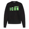 DSQUARED2 Icon Blurred Lime Logo Crew Neck Black Jumper M