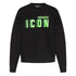 DSQUARED2 Icon Blurred Lime Logo Crew Neck Black Jumper M